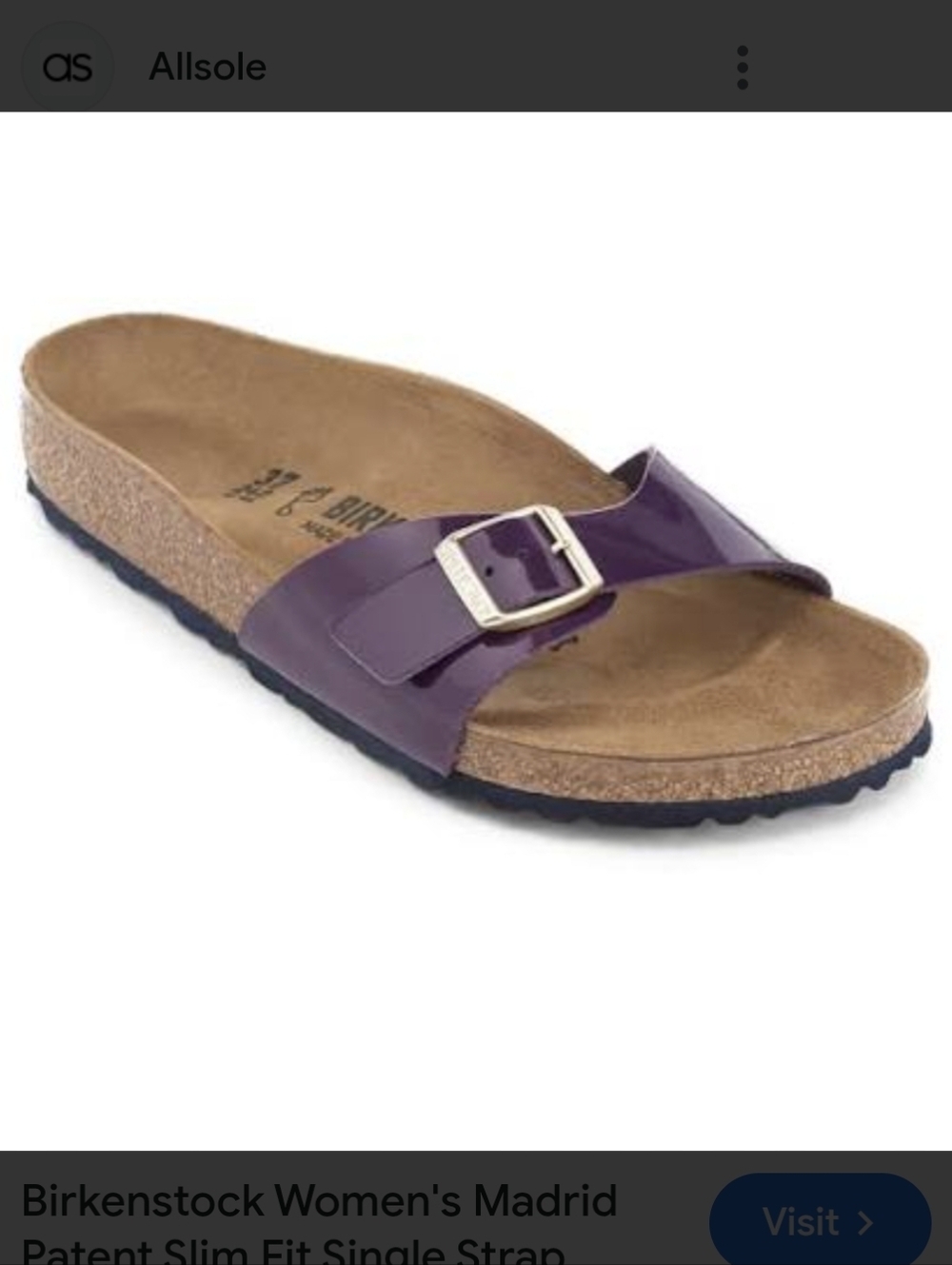 Birkenstock Women's Madrid Patent Single-Strap Sandal in Purple Size 38 7.5